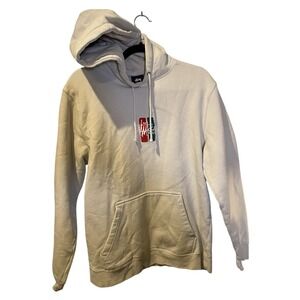 Stussy Men's Embroidered Hoodie Pullover Sweatshirt Tan Large Streetwear Casual‎